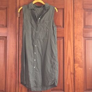 Sage green linen dress